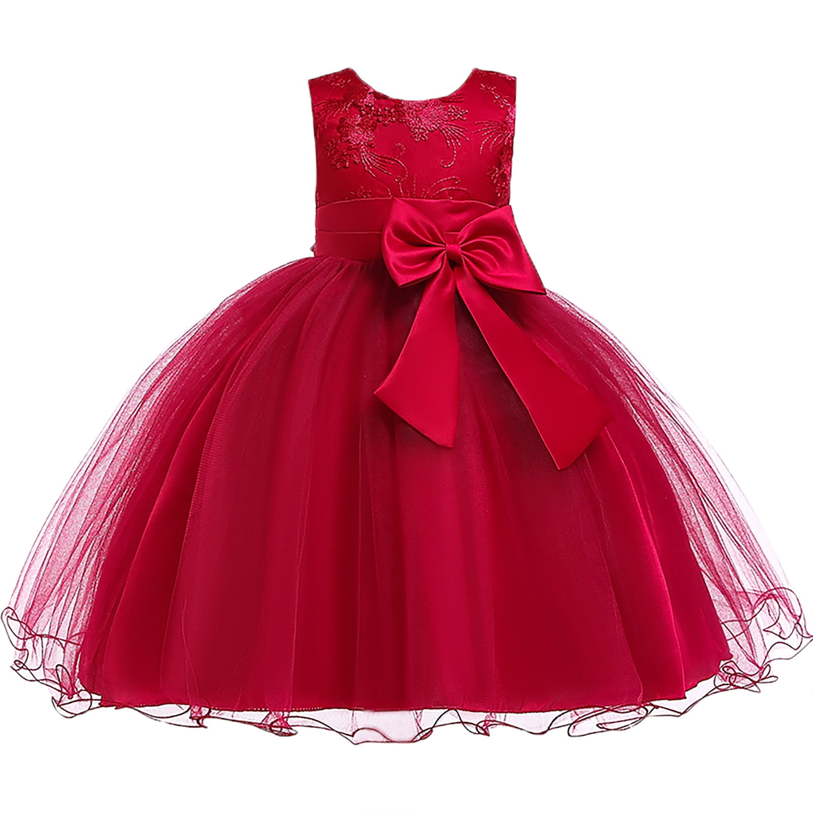 Toy Balloon Kids Red High-Low Girls Party Wear Dress